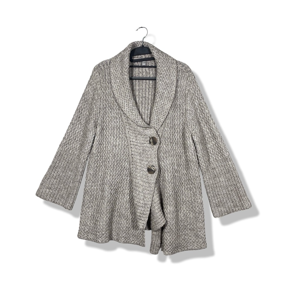 J Jill Women Sweater Knit Cardigan Womens L Brown Shawl Collar Buttons Fall Girl - Picture 1 of 8